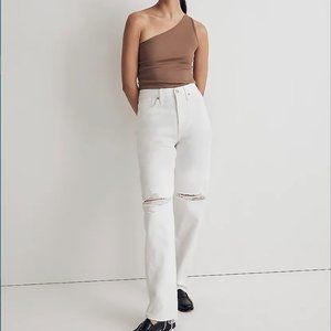 Madewell Baggy Straight Jeans in Tile White: Ripped Edition NWT